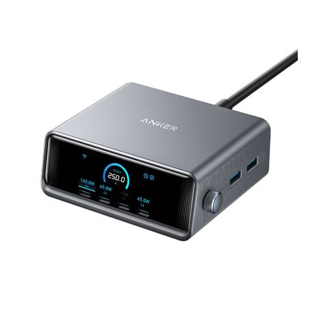 Anker Prime 250W GaN Charger – 6-Port Fast Charging Station (4 USB-C + 2 USB-A)-dokantech