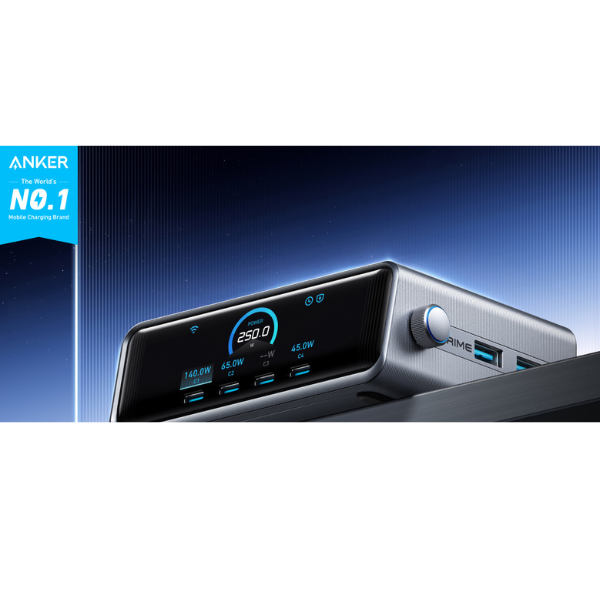 Anker Prime 250W GaN Charger – 6-Port Fast Charging Station (4 USB-C + 2 USB-A)-dokantech