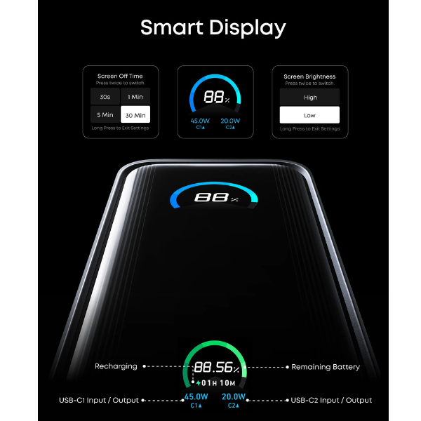 AnkerPrimePowerBank9600mAh65WFusionwithSmartDisplay_A1339P11A1339P12_3 -Smart Display-DokkanTech 