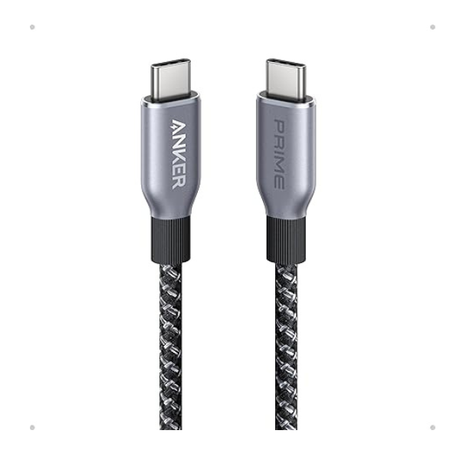 Anker Prime USB-C to USB-C 240W Cable – Durable Upcycled-Braided 3ft Black-dokantech
