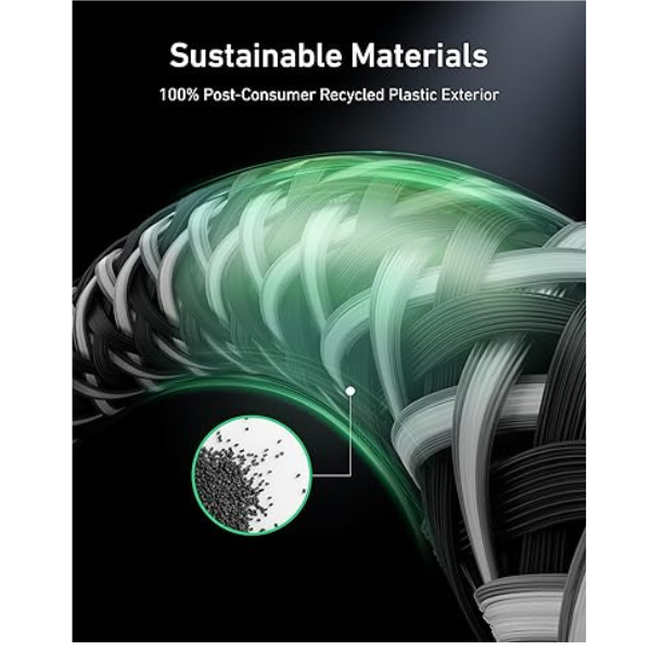 Anker Prime USB-C to USB-C 240W Cable – Durable Upcycled-Braided 3ft Black-dokantech