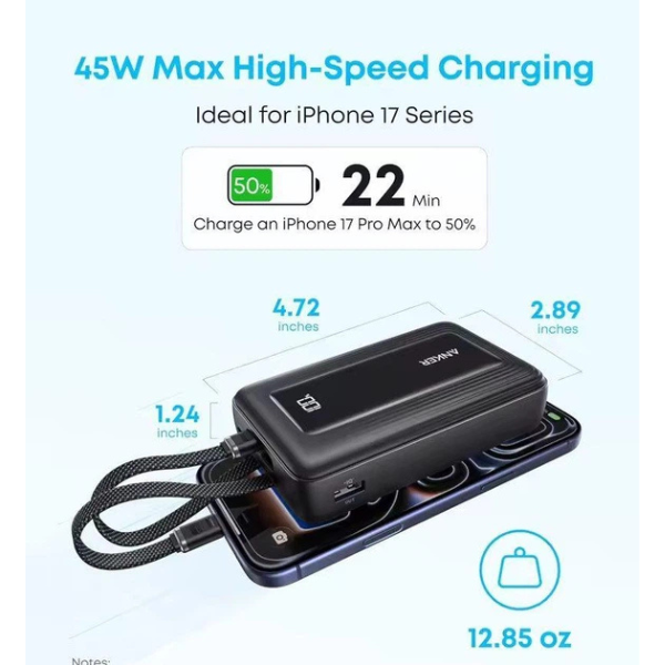 AnkerZoloPowerBank20000mAh45WwithBuilt-InDualUSB-CCableFeatures 2 -DokkanTech 