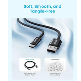 Anker Zolo USB-A to USB-C 100W Fast Charging Cable – Braided –Available in (1m / 1.8m)– Black & White