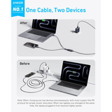 Anker 140W 2-in-1 USB-C to USB-C Cable – Dual Fast Charging | 1.2m & 1.8m | Braided Design-dokantech