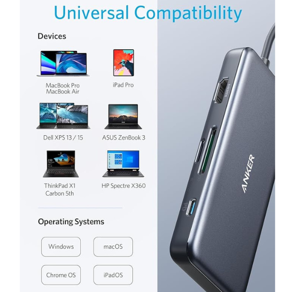 Anker 341 PowerExpand+ 7-in-1 USB-C Hub - A83460A2 - DokanTech #