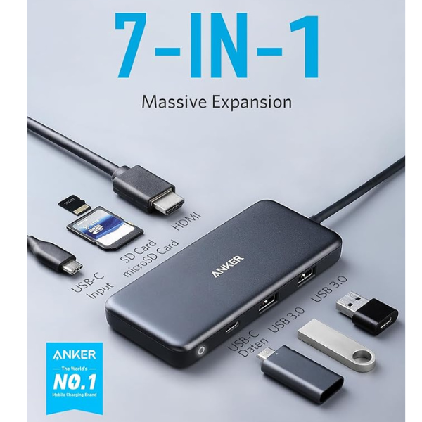 Anker 341 PowerExpand+ 7-in-1 USB-C Hub - A83460A2 - DokanTech #