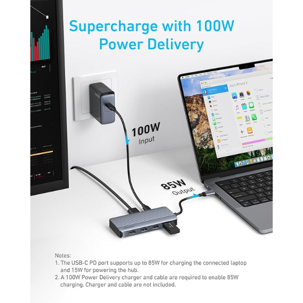 Anker 7-in-1 hub – connected to laptop
