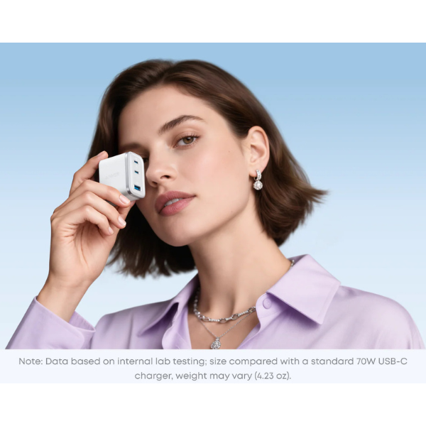 Anker Nano 70W Wall Charger – Ultra-Fast 3-Port Power- (2 USB-C + 1 USB-A) | Model A121A-dokantech