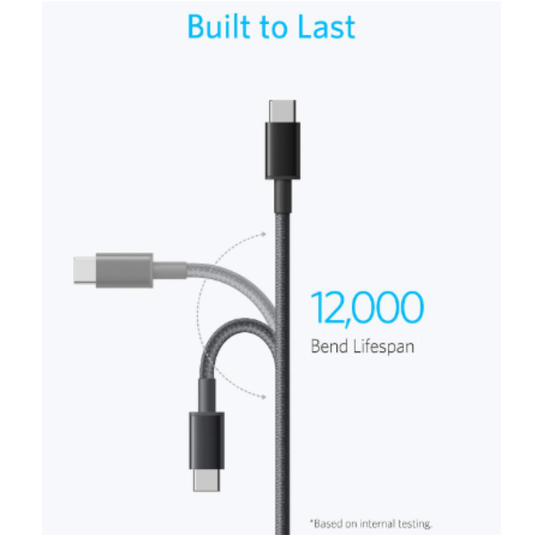 Anker Nylon Cable 322 USB-C to USB-C - 3.3ft&6ft - 60W - Black | A8752H11 - DokanTech #
