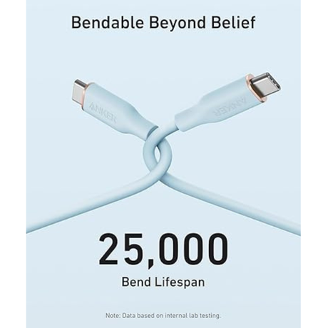 Anker PowerLine III Flow 240W USB - C Silicone Cable 3ft (5 Colors) LeftView-DokkanTech 