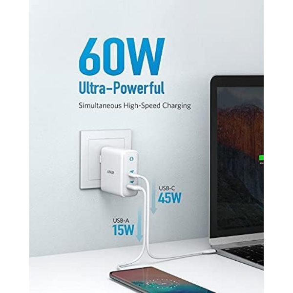 Anker PowerPort Atom III Two Ports 60W  Wall Charger, White - DokanTech #