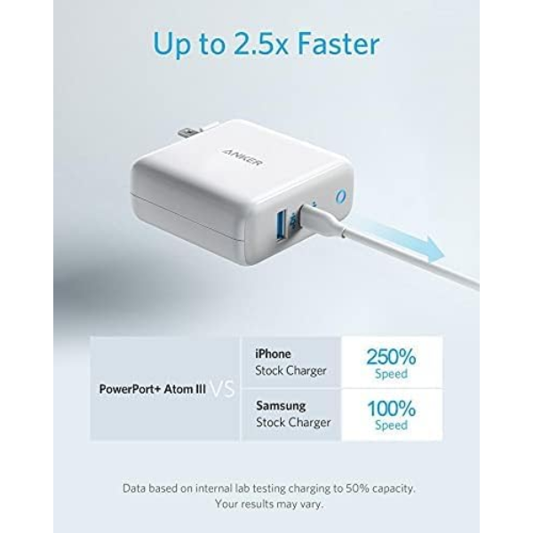 Anker PowerPort Atom III Two Ports 60W  Wall Charger, White - DokanTech #