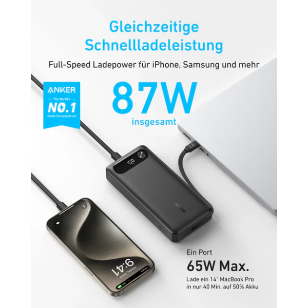 Anker Powercore 20,000mAH 87W Built-In USB-C Cable - A1383H11 - DokanTech #