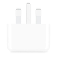 Apple 20W USB-C power adapter in white with UK plug, front view - DokkanTech