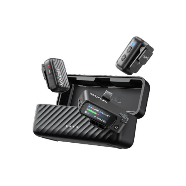 BOYA BOYAMIC 2-02 AI mini wireless mic 2TX 8GB noise cancel – front view
