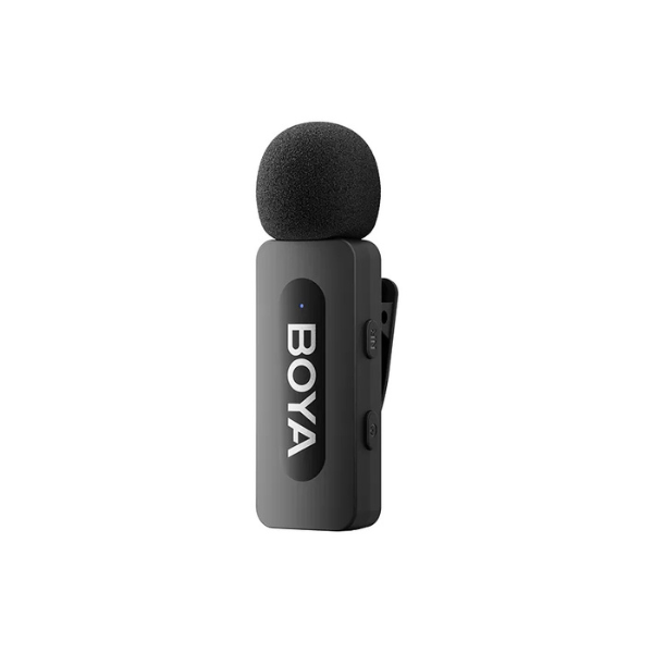 BOYABY-V10UltracompactWirelessMicrophoneSystemwithUSB-CforMobile_2.4GHz_-Black-LeftView -DokkanTech