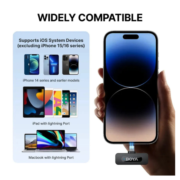 BOYABY-V1UltracompactWirelessMicrophoneSystemforiOSDevices-Black-Specs -DokkanTech