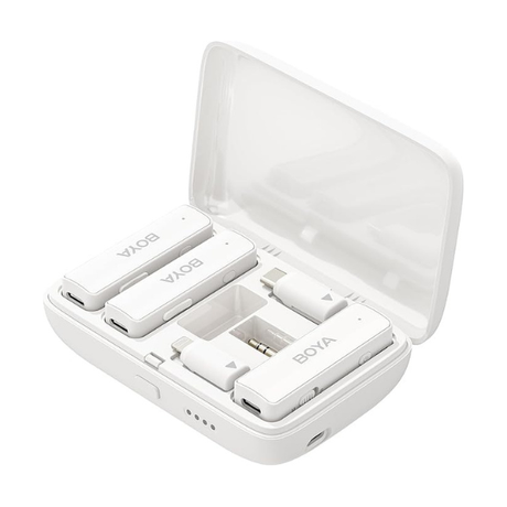 BOYA BOYALINK dual-channel 2.4GHz wireless microphone multi-compatible – front view white