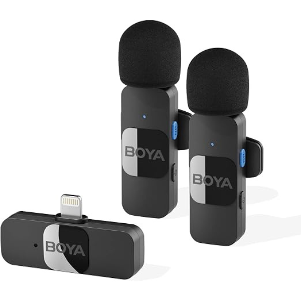BOYA BY-V2 Ultracompact Dual Wireless Microphone System for iOS Devices - Black Contents dokkan tech
