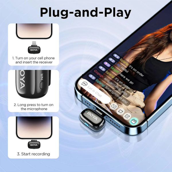 BOYA Mini Wireless Microphone System for iOS Devices | 2.4GHz, Lightning Connector#Dokkantech