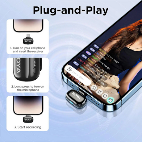 BOYA Mini Wireless Microphone System for iOS Devices | 2.4GHz, Lightning Connector#Dokkantech