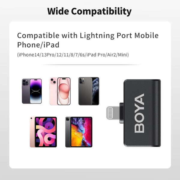  BOYA Omic-D Ultracompact 2.4GHz Dual-Channel wireless Microphone System for iPhone - Black Compatibility  dokkan tech