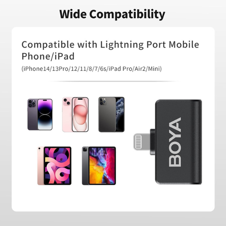  BOYA Omic-D Ultracompact 2.4GHz Dual-Channel wireless Microphone System for iPhone - Black Compatibility  dokkan tech