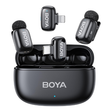 BOYA mini 2-01 Upgraded Super Mini Wireless Microphone with AI Noise Cancellation for iPhone and Android - Black kit dokkan tech