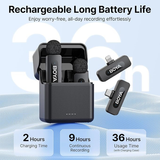 BY-V3 Combo 2.4GHz Wireless mic Kit TYPE-C & IOS + Charging Case - Black battery life dokkan tech