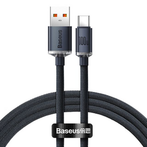 Baseus Crystal Shine 100W USB-A to USB-C fast charging cable 1.2m – front view