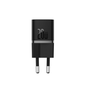 Baseus GaN5 fast charger mini USB-C 20W EU – front view black