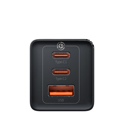 Baseus GaN5 Pro 65W Fast Charger with 2 USB-C & 1 USB Port – Black-CCGP120201-dokantech#