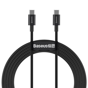 Baseus Superior 100W USB-C to USB-C fast charging cable 2m – front view black