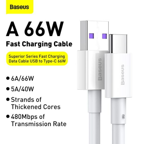 Baseus Superior Series Fast Charging Data Cable USB to Type-C 66W 1m-dokantech#