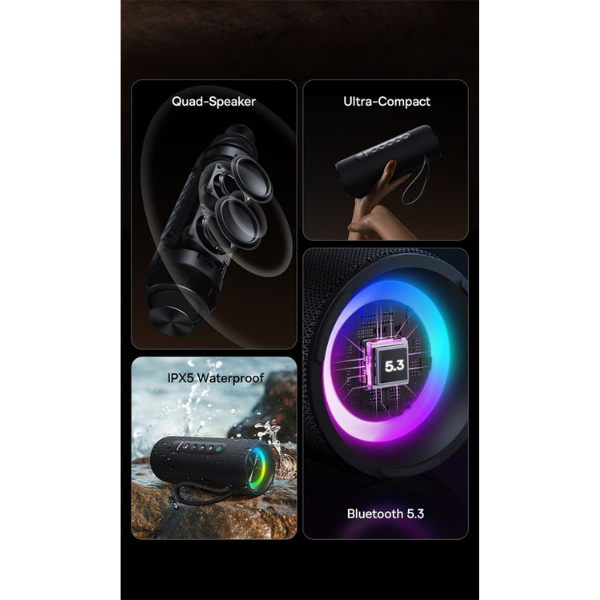 Baseus AeQur VO20 Wireless Speaker – Compact, Powerful, IPX5 Rated - Dokkantech