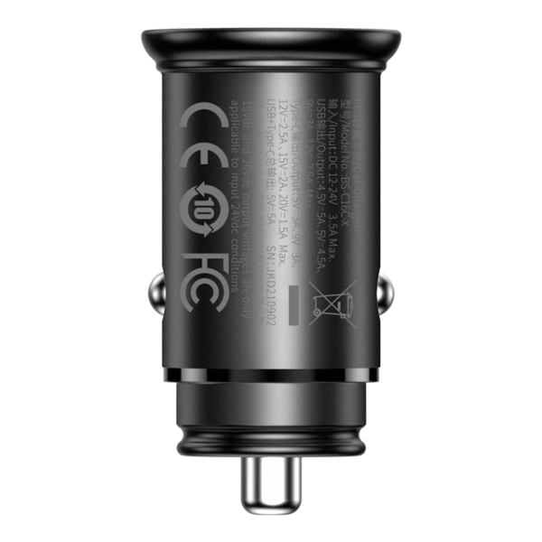 Baseus Circular metal A+C 30W PPS Car Charger - Black - Dokkantech