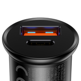Baseus Circular metal A+C 30W PPS Car Charger - Black - Dokkantech