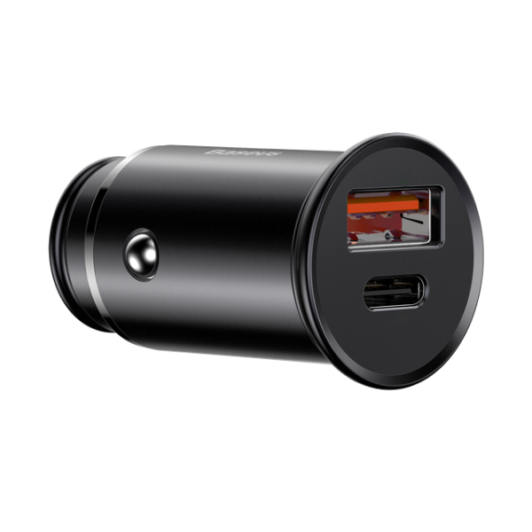 Baseus Circular metal A+C 30W PPS Car Charger - Black - Dokkantech