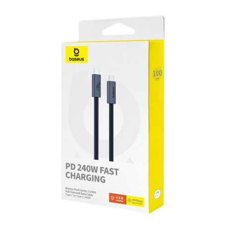 Baseus Flash Series 2 USB4 Type-C to Type-C 240W Cable 1m – Black - Dokkantech