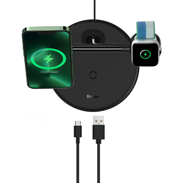 Baseus Swan 3-in-1 Wireless Magnetic Charging Bracket 20W - Black - Dokkantech