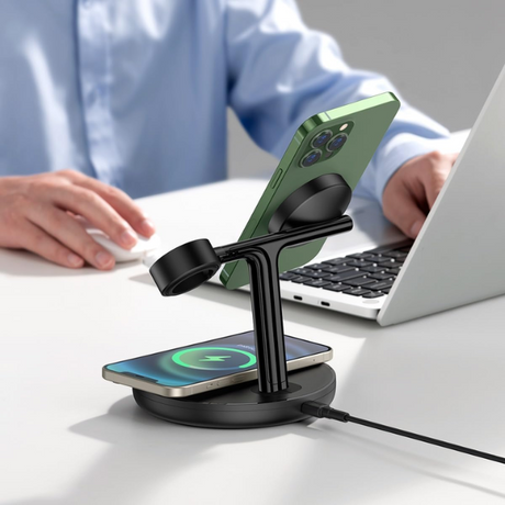 Baseus Swan 3-in-1 Wireless Magnetic Charging Bracket 20W - Black - Dokkantech