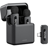 Boya BY-V30 Dual-Channel Wireless Microphone 2.4 GHz for USB-C Devices with Charging Case - Black Pocket-studio dokkan tech 