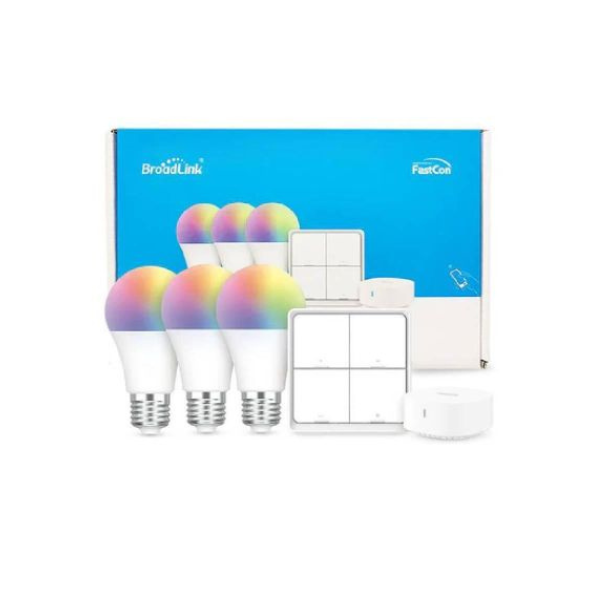 BroadLink E27 Smart Bulb Starter Kit – RGB, BLE, Alexa & Google-GW4C-SC4B4-LB4E27