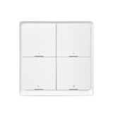 A modern white four-button wall switch plate with a minimalist grid layout, shown against a plain white background.