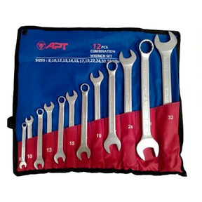 APT combination wrench set 12pcs 8-32mm canvas bag – front view
