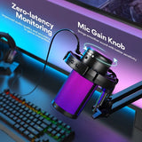 MAONO DGM20S Gaming USB RGB Microphone with Boom Arm Bundle - Black