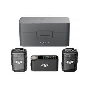 DJI Mic 2 wireless mic set dual TX RX and charging case – front view black