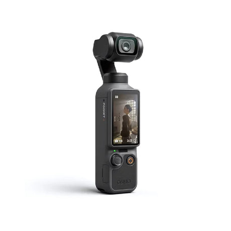 Small camera with screen on a white background