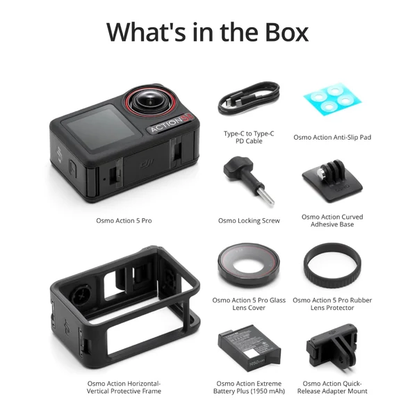 DJI Osmo Action 5 Pro Adventure Combo 4K Action Camera Contents dokkan tech