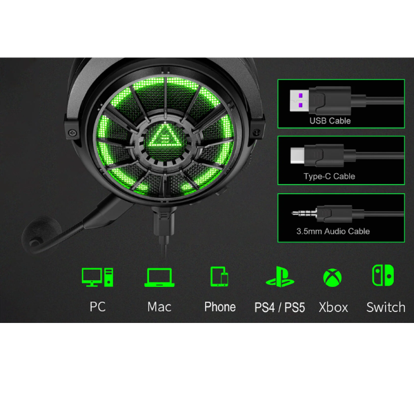 EKSA E5000 Pro Wired Gaming Headset – 7.1 Surround, ENC Mic, Black-dokantech#